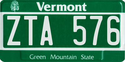VT license plate ZTA576