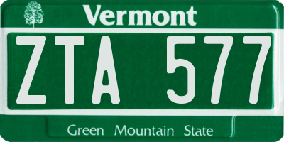 VT license plate ZTA577