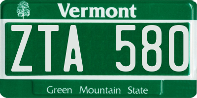 VT license plate ZTA580