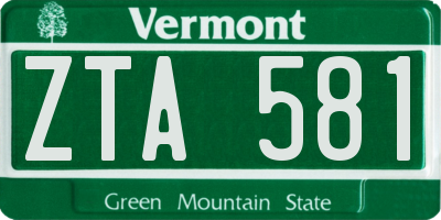VT license plate ZTA581