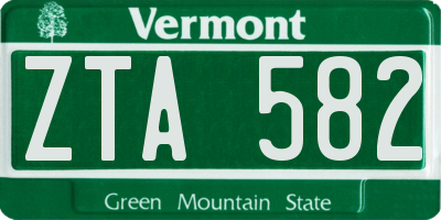 VT license plate ZTA582