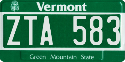 VT license plate ZTA583