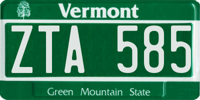 VT license plate ZTA585