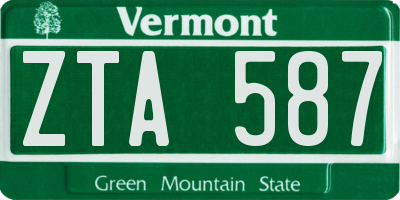 VT license plate ZTA587