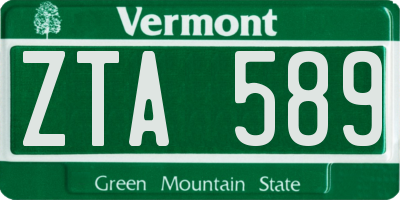 VT license plate ZTA589