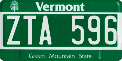 VT license plate ZTA596