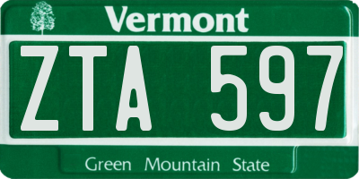 VT license plate ZTA597