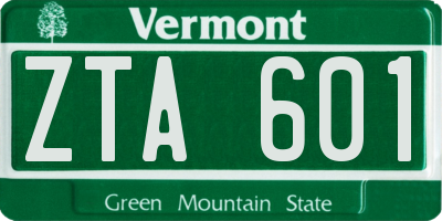 VT license plate ZTA601
