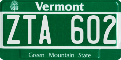 VT license plate ZTA602