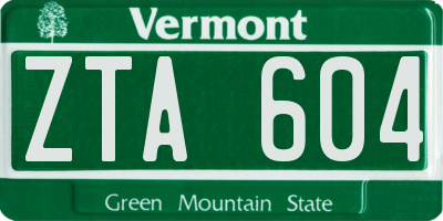 VT license plate ZTA604