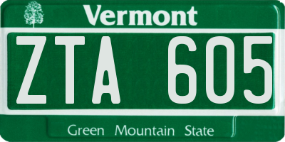 VT license plate ZTA605