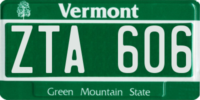 VT license plate ZTA606