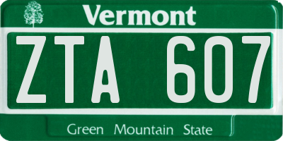VT license plate ZTA607