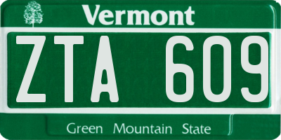 VT license plate ZTA609