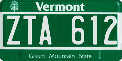 VT license plate ZTA612