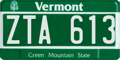 VT license plate ZTA613