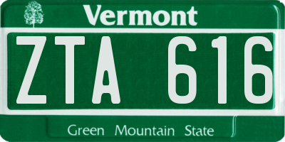 VT license plate ZTA616