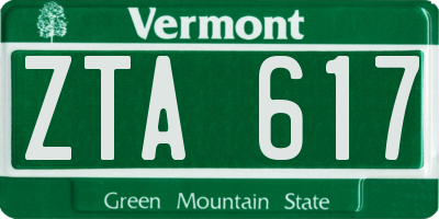 VT license plate ZTA617