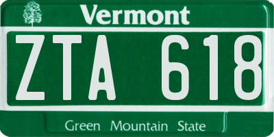 VT license plate ZTA618