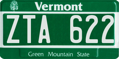 VT license plate ZTA622