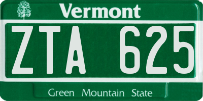 VT license plate ZTA625