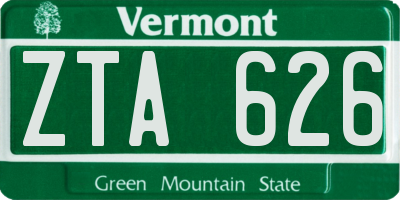 VT license plate ZTA626