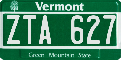 VT license plate ZTA627