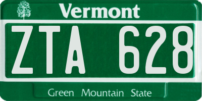 VT license plate ZTA628