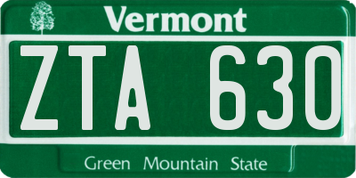 VT license plate ZTA630