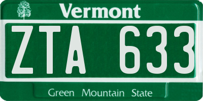 VT license plate ZTA633