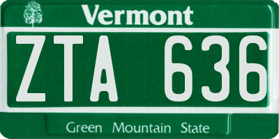 VT license plate ZTA636