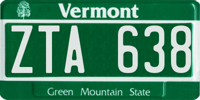 VT license plate ZTA638
