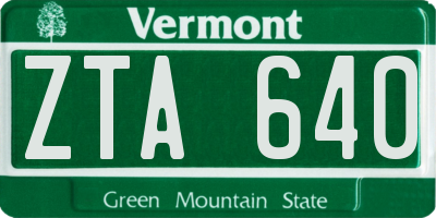 VT license plate ZTA640