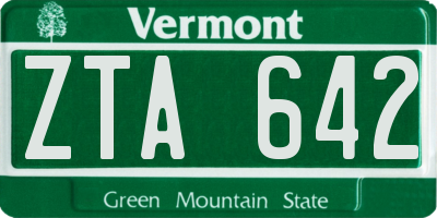 VT license plate ZTA642