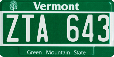 VT license plate ZTA643