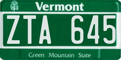 VT license plate ZTA645