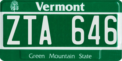 VT license plate ZTA646
