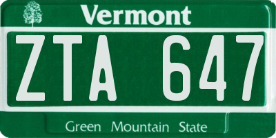 VT license plate ZTA647
