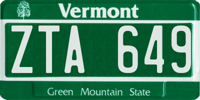 VT license plate ZTA649