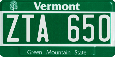 VT license plate ZTA650