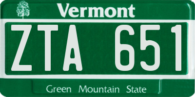 VT license plate ZTA651