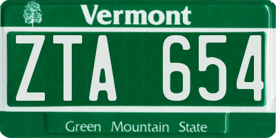 VT license plate ZTA654