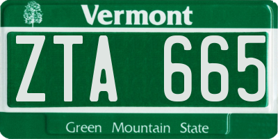 VT license plate ZTA665