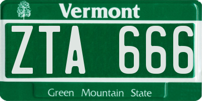 VT license plate ZTA666