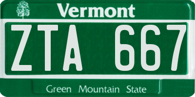 VT license plate ZTA667