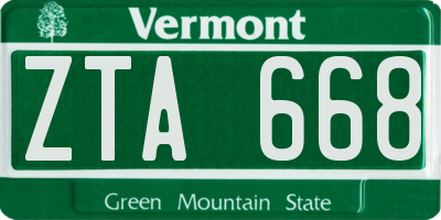 VT license plate ZTA668