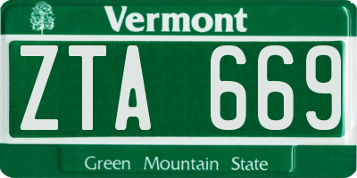 VT license plate ZTA669