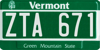 VT license plate ZTA671