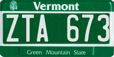 VT license plate ZTA673