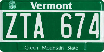 VT license plate ZTA674